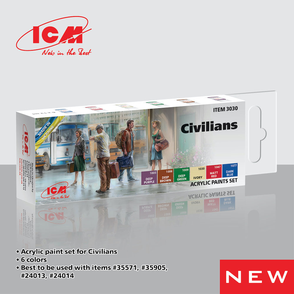 ICM UA ICM3030 Civilians Acrylic paint set x 6 12ml bottles