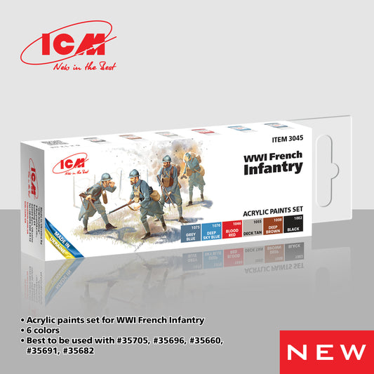 ICM UA ICM3045 WWI French infantry Acrylic paint set x 6 12ml bottles