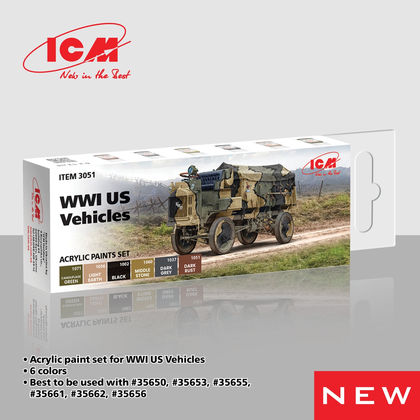ICM UA ICM3051 WWI US Vehicles Acrylic paint set