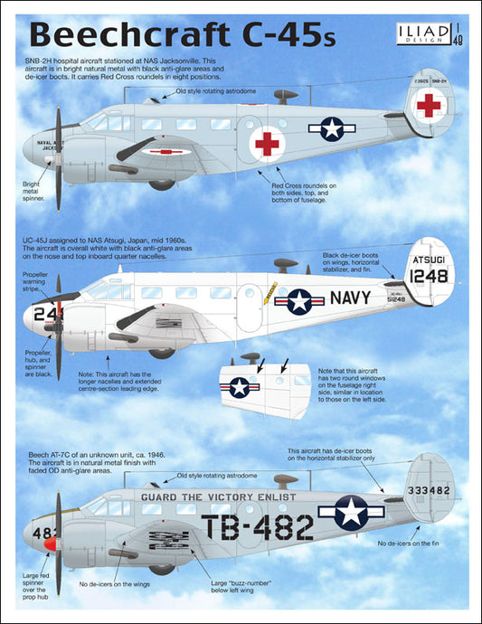 Iliad Design ILD48033 Beechcraft 18 SNB-2H Hospital Aircraft 1:48