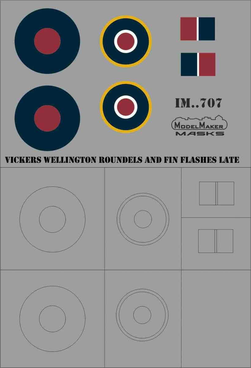 Model Maker Decals IM48707 1:48 VICKERS WELLINGTON ROUNDELS AND FIN FLASHES LATE