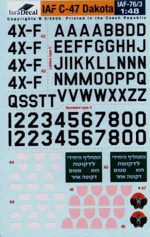IsraDecal Studio IAF-76 1:48 Douglas C-47 Dakota/Nord 2501 Noratlas
