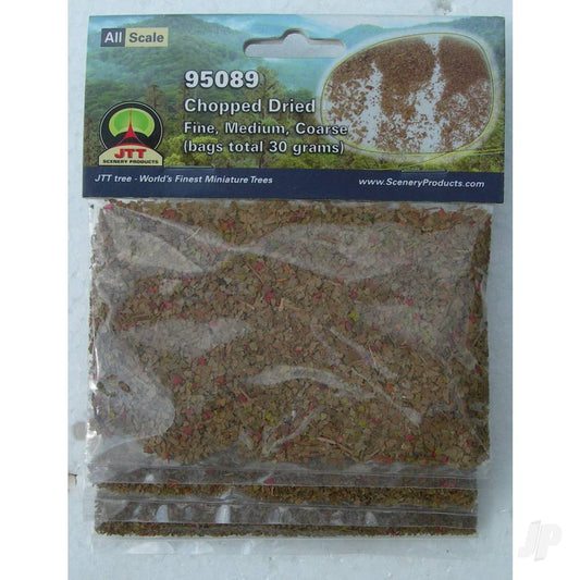 JTT Chopped Dried leaves, Fine, Med, Coarse - 9 cubic in. (147.48 cubic cm) per pack 95089