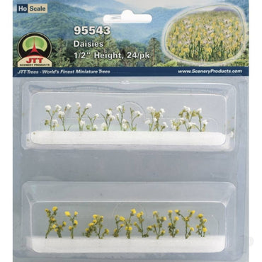 JTT Daisies, 1/2in Tall, HO-Scale, (24 per pack) 95543