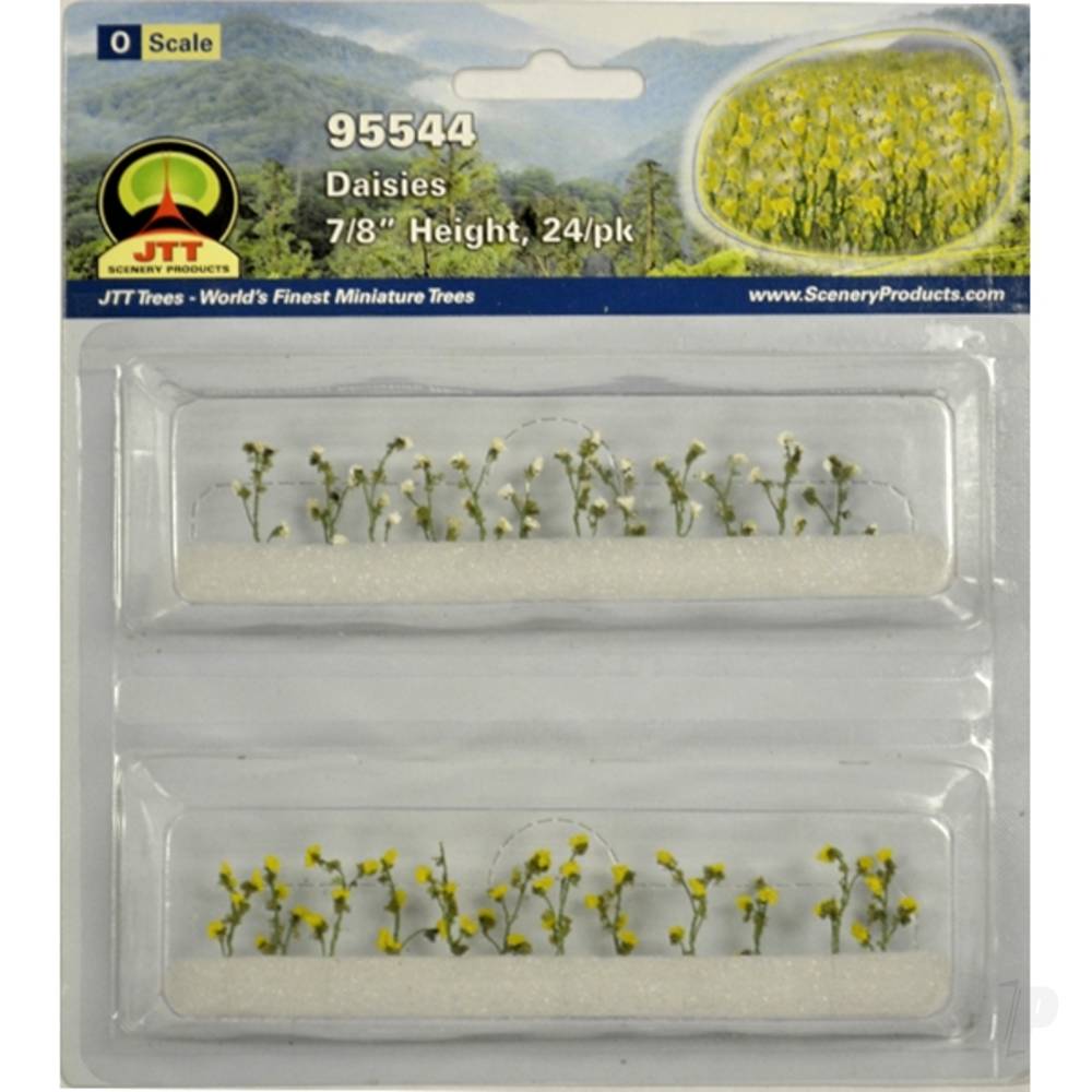 JTT Daisies, 7/8in Tall, O-Scale, (24 per pack) 95544
