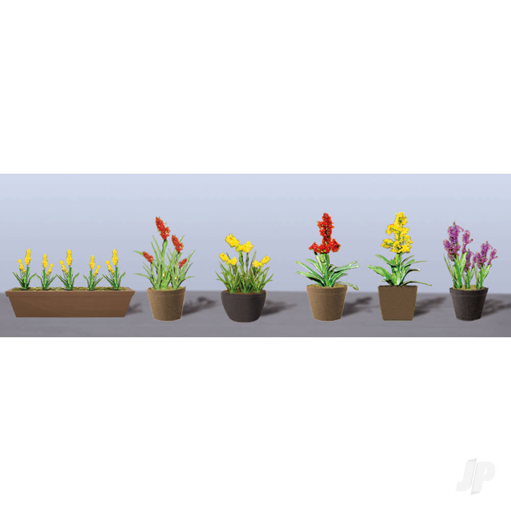 JTT Assorted Potted Flower Plants 2, HO-Scale, (6pack) 95567