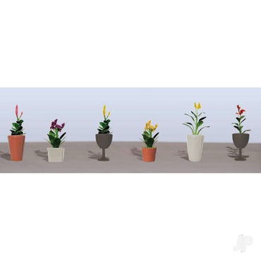 JTT Assorted Potted Flower Plants 4, HO-Scale, (6pack) 95571