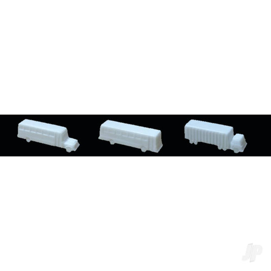 JTT Buses & Truck, 1/8in=1'-0in 1:100, White, (3 per pack) 97007