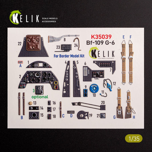 Kelik K3D35039 1:35 Messerschmitt Bf-109G-6 interior 3D-decals