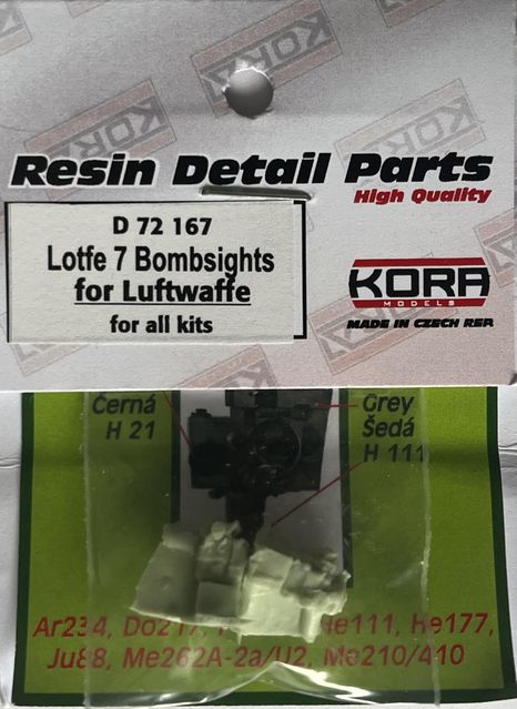 Kora KORAD72167 1:72 Lotfe 7 Bombsights for Luftwaffe aircraft WWII..
