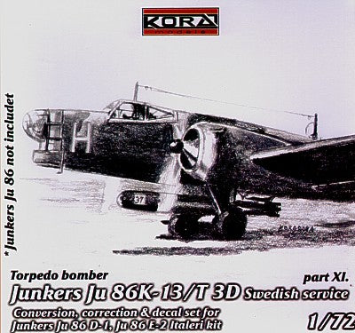 Kora KORC7237 1:72 Junkers Ju-86K-13/T 3D Swedish Service Part XI