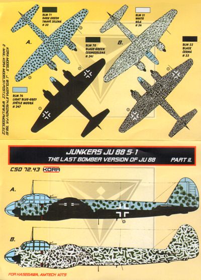 Kora KORCS7243 1:72 Junkers Ju-88 S-1 Conversion set & decal