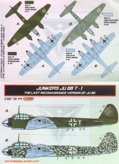Kora KORCS7244 1:72 Junkers Ju-88 T-1 Conversion set & decal