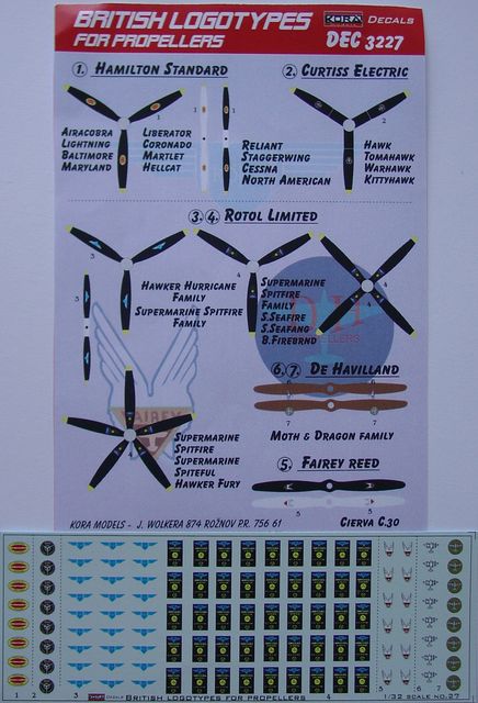 Kora KORD3227 British Propeller Logo Types Part 1 P-39 B-24 P-38 1:32