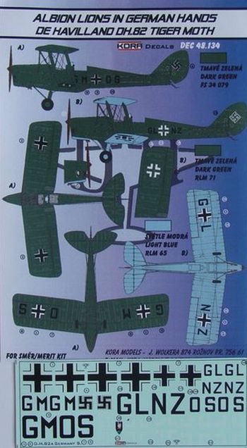 Kora KORD48134 1:48 de Havilland DH.82A Tiger Moth