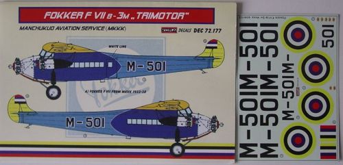 Kora KORD72177 1:72 Fokker F.VIIB-3M TRIMOTOR M-501