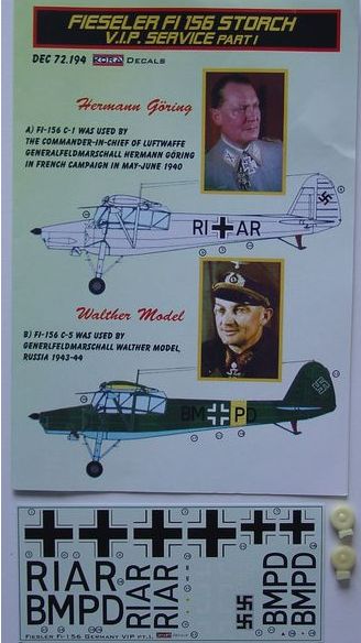 Kora KORD72194 1:72 Fieseler Fi-156C-3 'Storch' VIP service