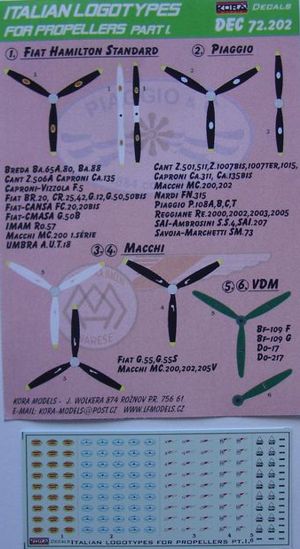 Kora KORD72202 Italian Propeller Manufacturer Logos Part 1 1:72