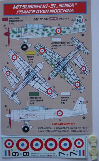 Kora KORD72233 1:72 Mitsubishi Ki-51 'Sonia' French Service