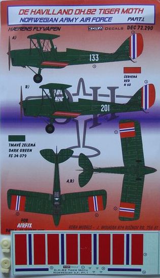 Kora KORD72290 1:72 de Havilland DH.82A Tiger Moth Norwegian Army Air Force