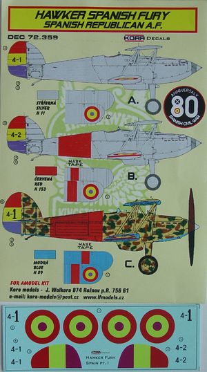 Kora KORD72359 1:72 Hawker Spanish Fury