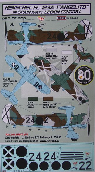 Kora KORD72370 1:72 Henschel Hs-123A-1 'Angelito' in Spain Vol.1