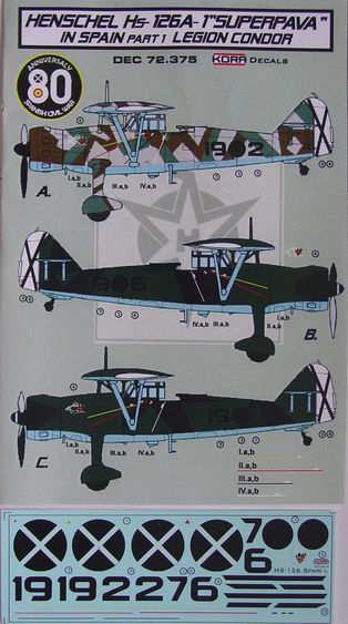 Kora KORD72375 1:72 Henschel Hs-126A-1 'Superpava' in Spain Vol.1