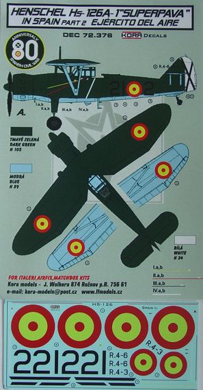 Kora KORD72376 1:72 Henschel Hs-126A-1 'Superpava' in Spain Vol.2