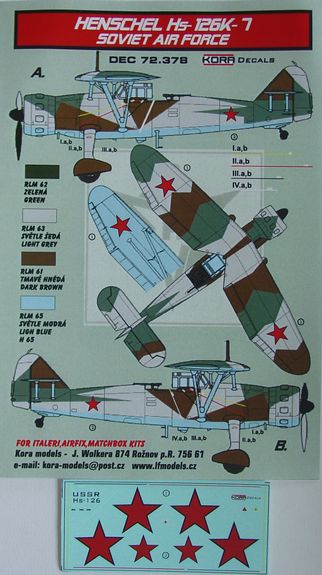 Kora KORD72378 1:72 Henschel Hs-126K-7 Soviet Air Force