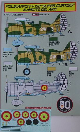 Kora KORD72384 1:72 Polikarpov I-15bis Ejercito Del Aire
