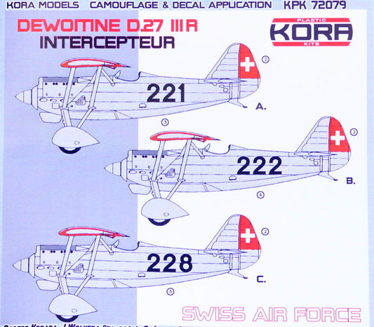 Kora KPK72079 1:72 Dewoitine D.27 III.R Swiss Air Force