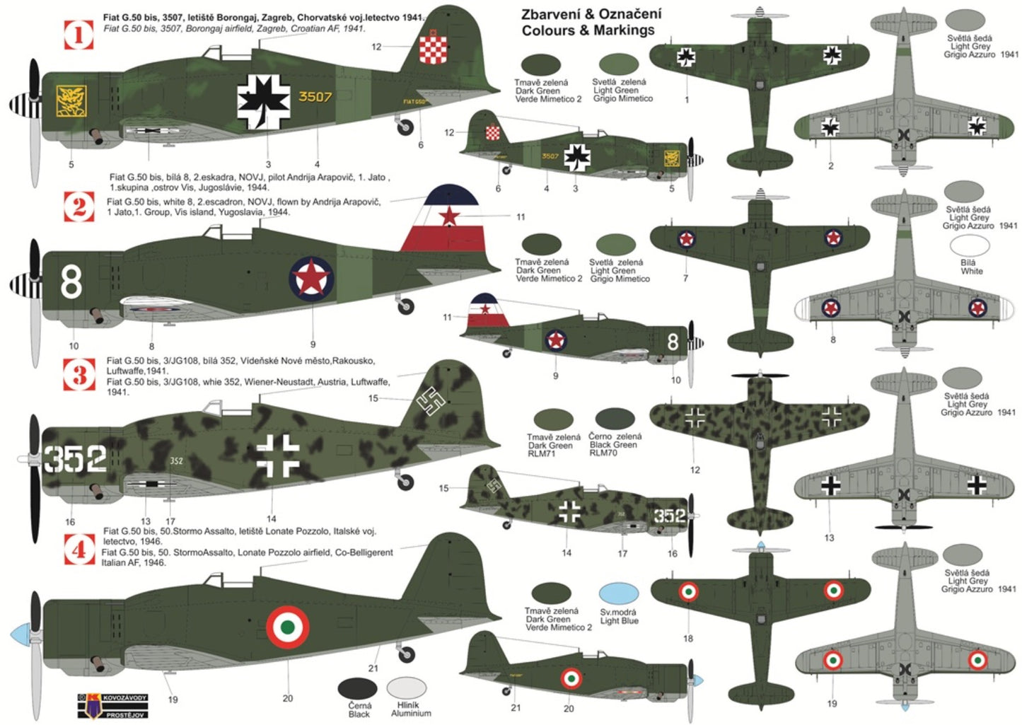 Kovozavody Prostejov KPH7212 1:72 Fiat G.50bis "Freccia" Special markings
