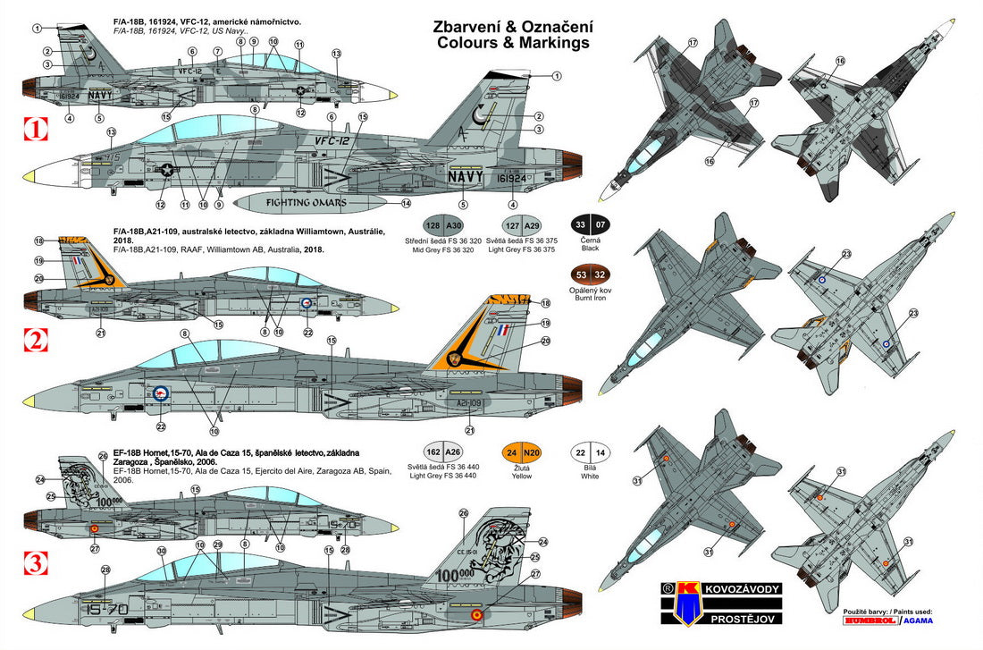 KP KPM72164 McDonnell-Douglas F-18B Hornet Low-Vis 1:72