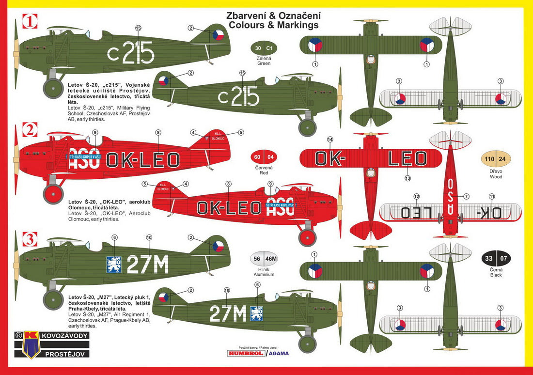 KP KPM72195 Letov S-20 Czechoslovak AF & Civil New Decals 1:72