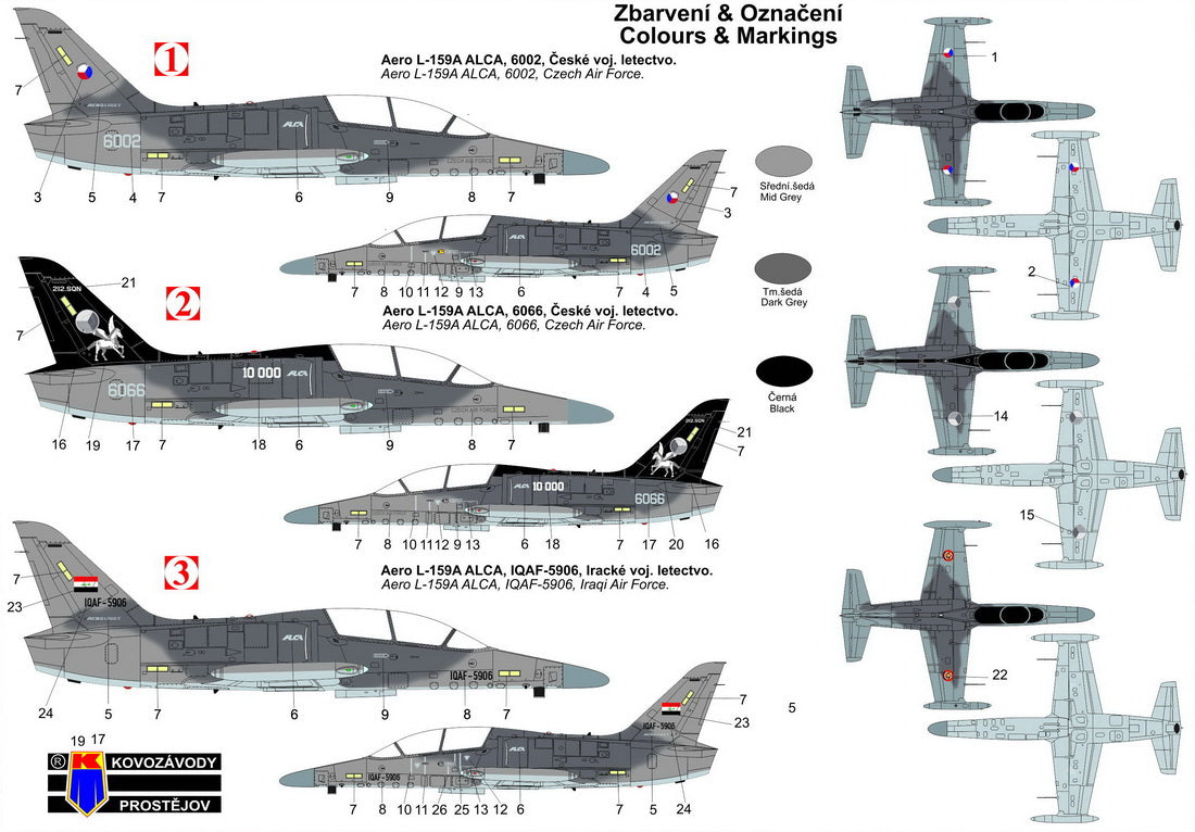 KP KPM72387 Aero L-159A Alca Czech & Iraqi AF New Decals 1:72