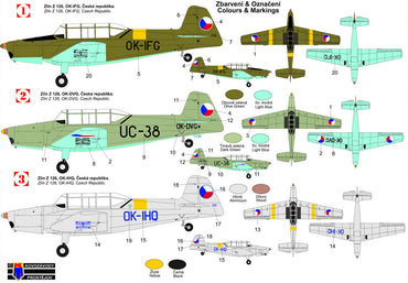 KP KPM72409 Zlin Z-126 Would-Be-Military Liveries New Decals 1:72
