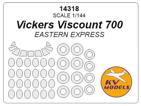KV Models KV14318 1:144 Vickers Viscount 700 wheels and canopy frame paint masks