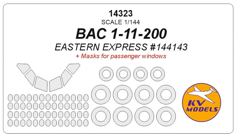 KV Models KV14323 BAC 1-11-200 Window & Wheel Masks 1:144
