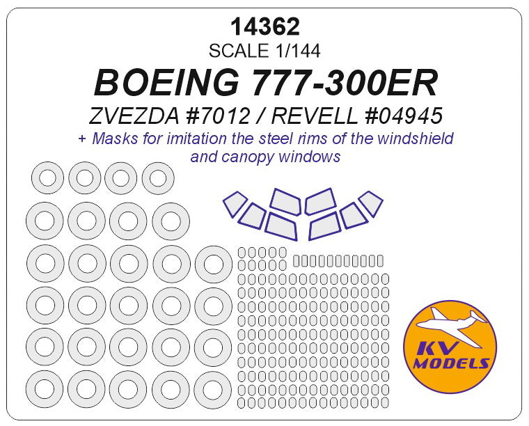 KV Models KV14362 1:144 Boeing 777-300ER canopy paint masks