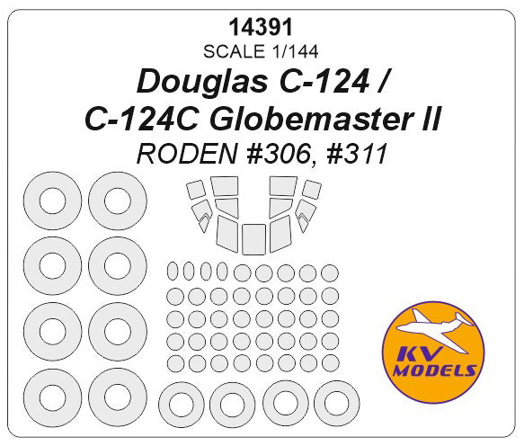 KV Models KV14391 1:144 Douglas C-124 Globemaster II + side windows for fuselage