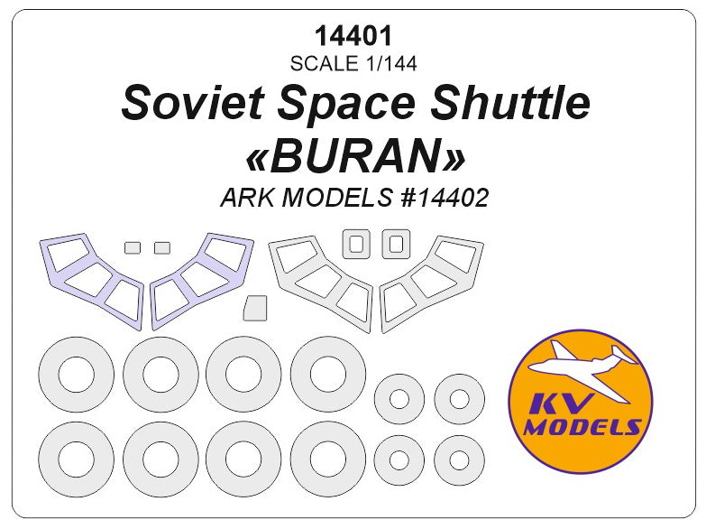 KV Models KV14401 Space Shuttle Buran Canopy & Wheel Masks 1:144