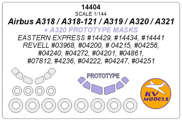 KV Models KV14404 1:144 Airbus A318 / A318-121 / A319 / A320 / A321