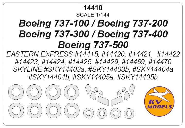 KV Models KV14410 Boeing 737-100 to 737-500 Masks 1:144