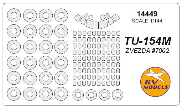 KV Models KV14449 Tupolev Tu-154M Canopy & Wheel Paint Masks 1:144