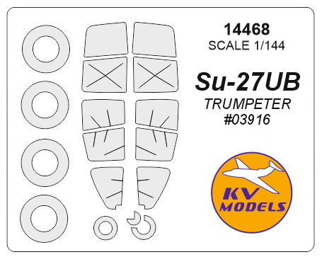KV Models KV14468 Sukhoi Su-27UB Canopy & Wheel Paint Masks 1:144