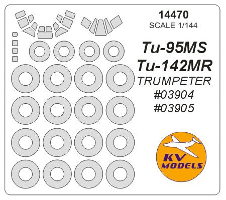 KV Models KV14470 Tupolev Tu-95MS / Tu-142MR Canopy & Wheel Masks 1:144