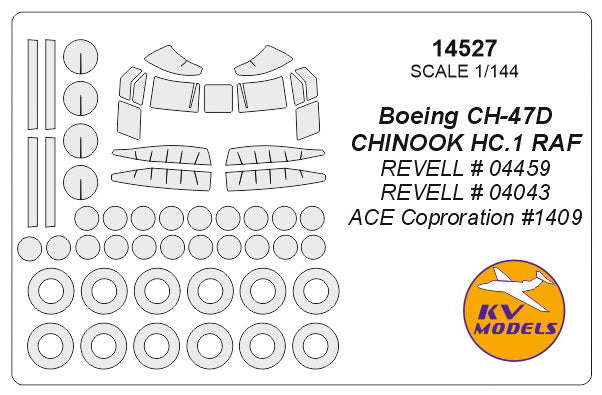 KV Models KV14527 Boeing CH-47D Chinook HC.1 Canopy & Wheel Masks 1:144