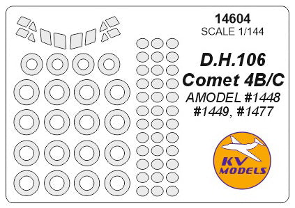KV Models KV14604 DH.106 Comet Window & Wheel Paint Masks 1:144