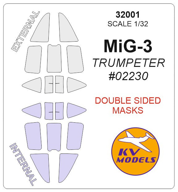 KV Models KV32001 1:32 Mikoyan MiG-3 Double-sided masks