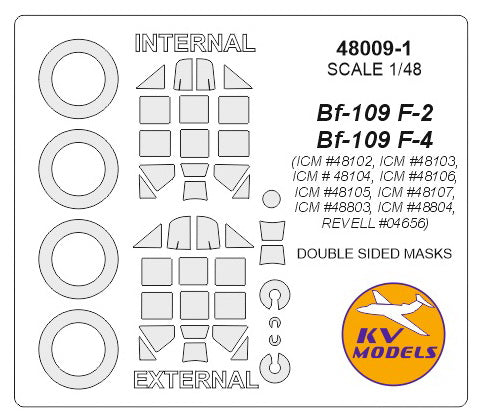 KV Models KV48009-1 1:48 Messerschmitt Bf-109F-2/Bf-109F-4 /Bf-109R-3/Bf-109R-6